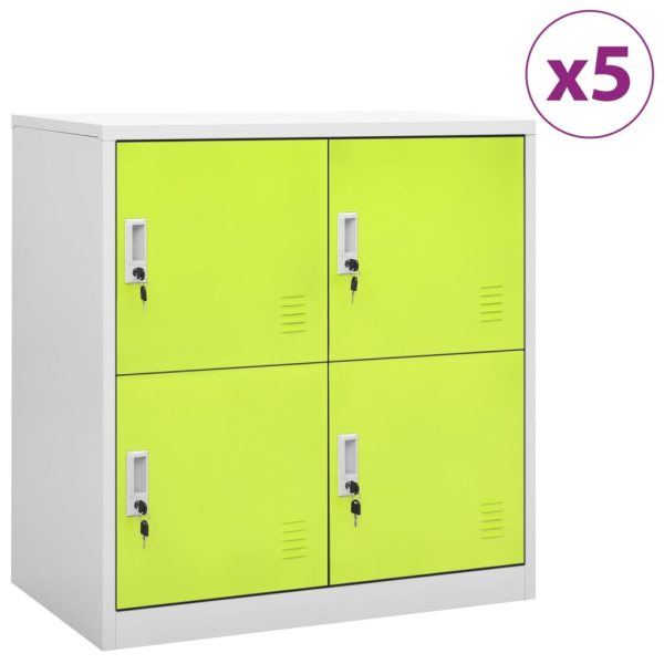 Lockerkasten 90X45X92,5 Cm Staal Lichtgrijs En Groen - Afbeelding 10