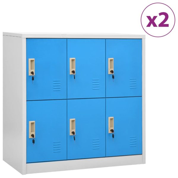 Lockerkasten 90X45X92,5 Cm Staal Lichtgrijs En Blauw