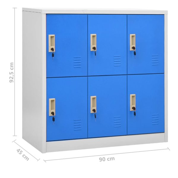 Lockerkasten 90X45X92,5 Cm Staal Lichtgrijs En Blauw - Afbeelding 9