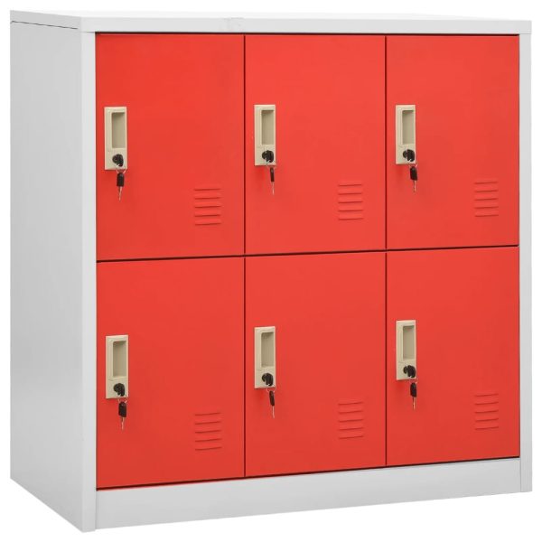 Lockerkasten 90X45X92,5 Cm Staal Lichtgrijs En Rood - Afbeelding 2