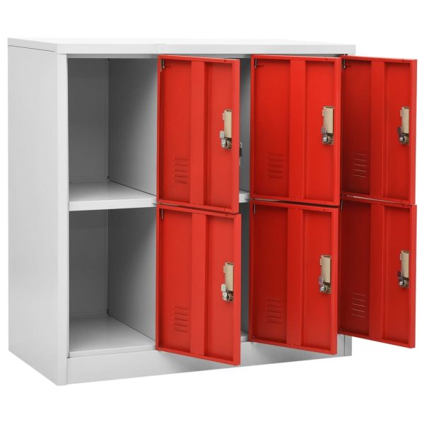 Lockerkasten 90X45X92,5 Cm Staal Lichtgrijs En Rood - Afbeelding 6