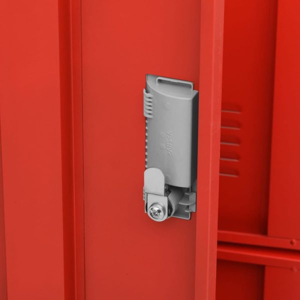 Lockerkasten 90X45X92,5 Cm Staal Lichtgrijs En Rood - Afbeelding 8