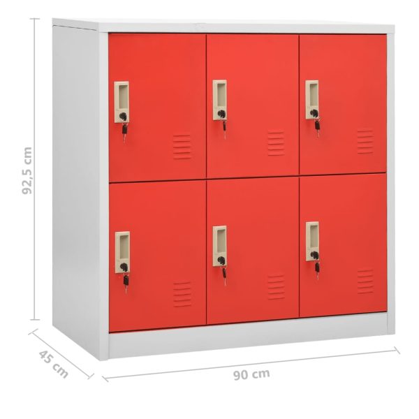 Lockerkasten 90X45X92,5 Cm Staal Lichtgrijs En Rood - Afbeelding 9