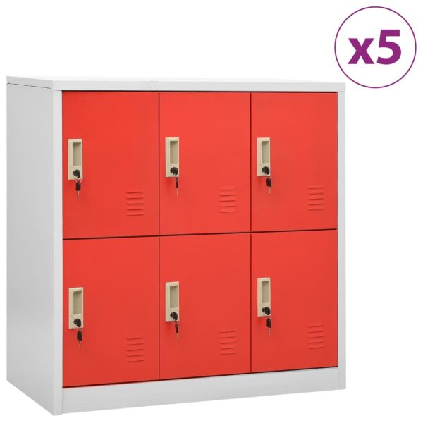 Lockerkasten 90X45X92,5 Cm Staal Lichtgrijs En Rood - Afbeelding 11