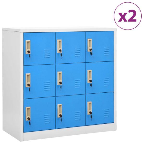 Lockerkasten 90X45X92,5 Cm Staal Lichtgrijs En Blauw