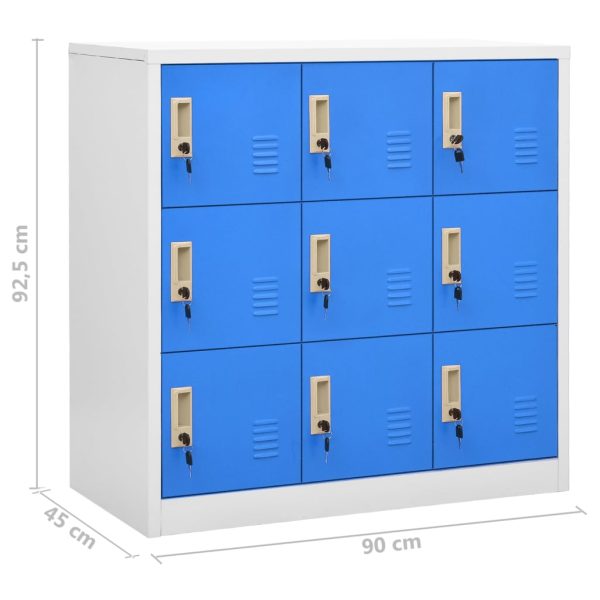 Lockerkasten 90X45X92,5 Cm Staal Lichtgrijs En Blauw - Afbeelding 9