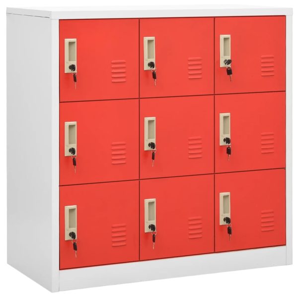 Lockerkasten 90X45X92,5 Cm Staal Lichtgrijs En Rood - Afbeelding 2