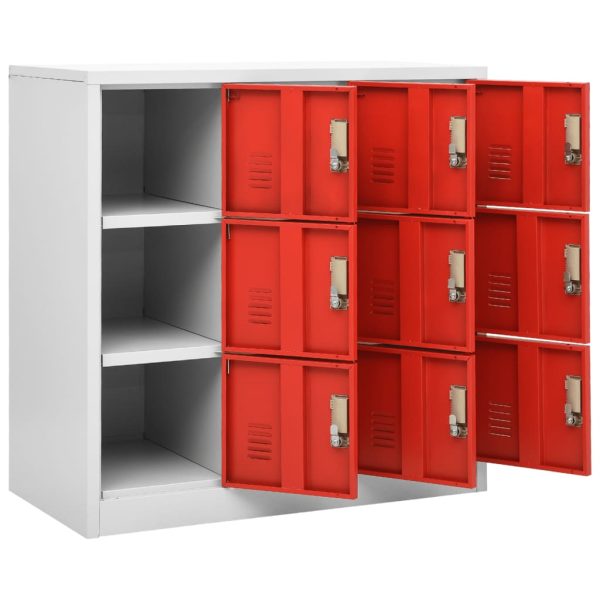 Lockerkasten 90X45X92,5 Cm Staal Lichtgrijs En Rood - Afbeelding 6