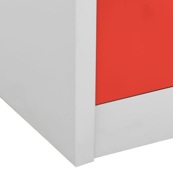 Lockerkasten 90X45X92,5 Cm Staal Lichtgrijs En Rood - Afbeelding 7