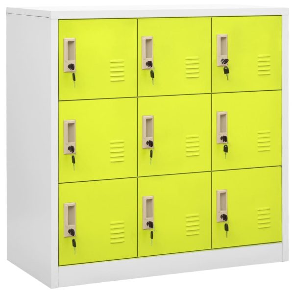 Lockerkasten 90X45X92,5 Cm Staal Lichtgrijs En Groen - Afbeelding 2