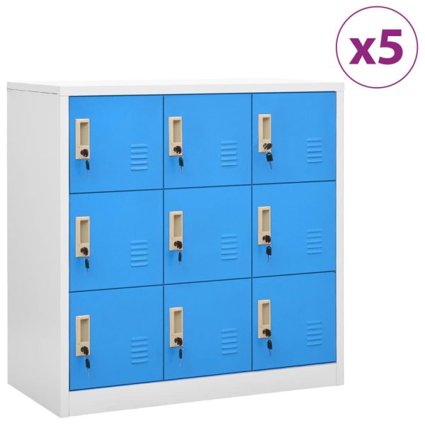 Lockerkasten 90X45X92,5 Cm Staal Lichtgrijs En Blauw - Afbeelding 11