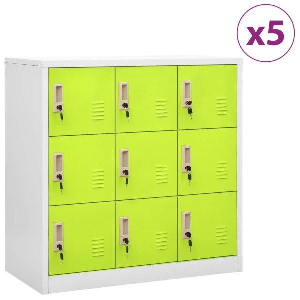 Lockerkasten 90X45X92,5 Cm Staal Lichtgrijs En Groen - Afbeelding 11