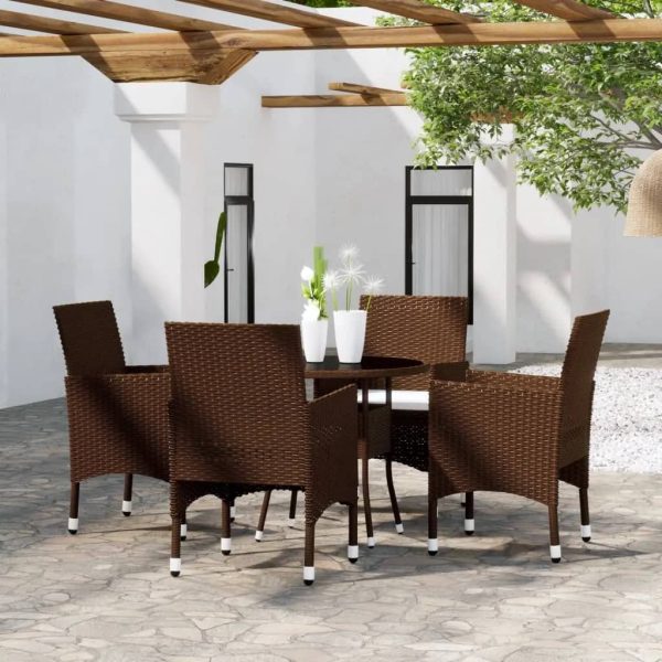 5-Delige Bistroset Poly Rattan En Gehard Glas - Afbeelding 9