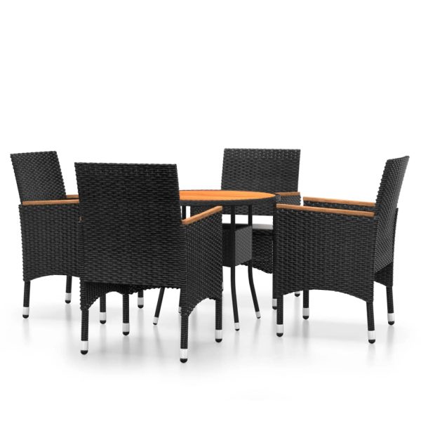 5-Delige Bistroset Poly Rattan En Massief Hout - Afbeelding 2