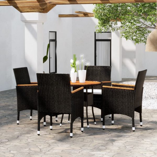 5-Delige Bistroset Poly Rattan En Massief Hout