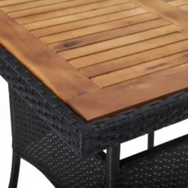 5-Delige Tuinset Poly Rattan En Massief Hout Zwart - Afbeelding 8