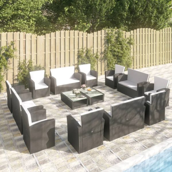 Loungeset Met Kussens Poly Rattan - Afbeelding 14