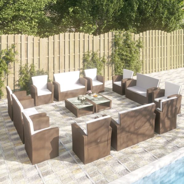 Loungeset Met Kussens Poly Rattan - Afbeelding 16