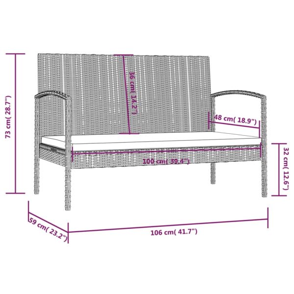 Loungeset Met Kussens Poly Rattan - Afbeelding 11