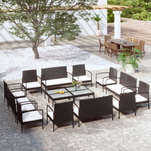 Loungeset Met Kussens Poly Rattan - Afbeelding 13