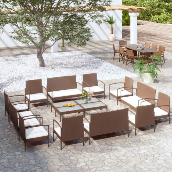 Loungeset Met Kussens Poly Rattan - Afbeelding 15