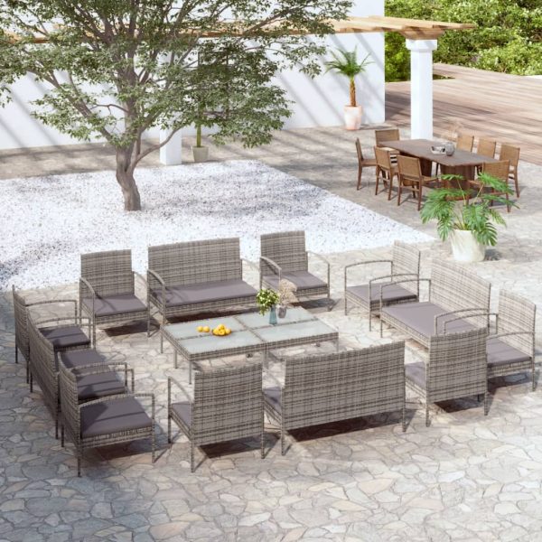 Loungeset Met Kussens Poly Rattan - Afbeelding 17