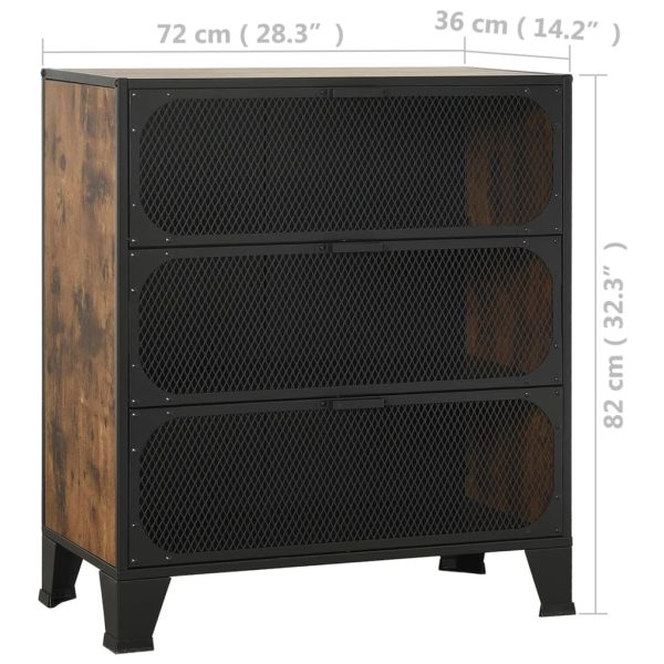 Opbergkasten 72X36X82 Cm Metaal En Mdf Rustiek Bruin - Afbeelding 10