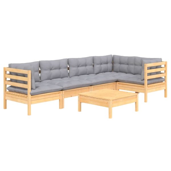 Loungeset Met Grijze Kussens Grenenhout - Afbeelding 3