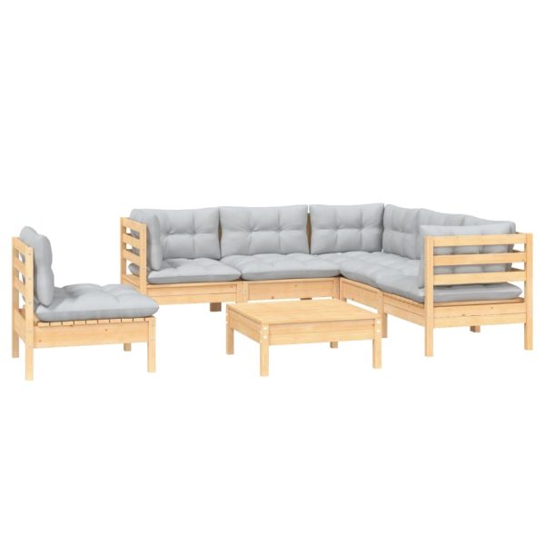 Loungeset Met Grijze Kussens Grenenhout - Afbeelding 3