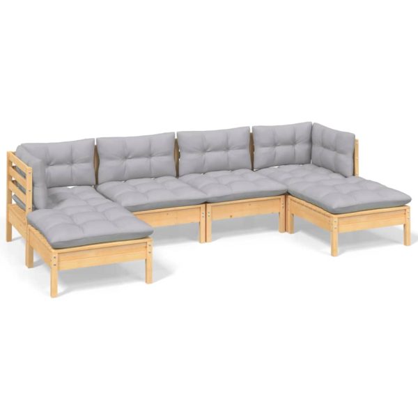 Loungeset Met Grijze Kussens Grenenhout - Afbeelding 2