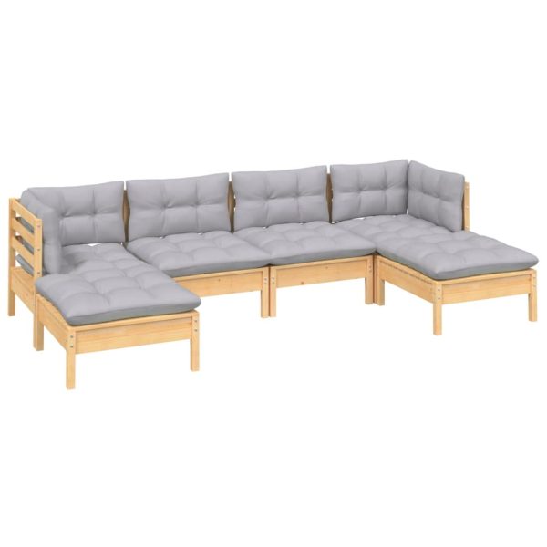 Loungeset Met Grijze Kussens Grenenhout - Afbeelding 3