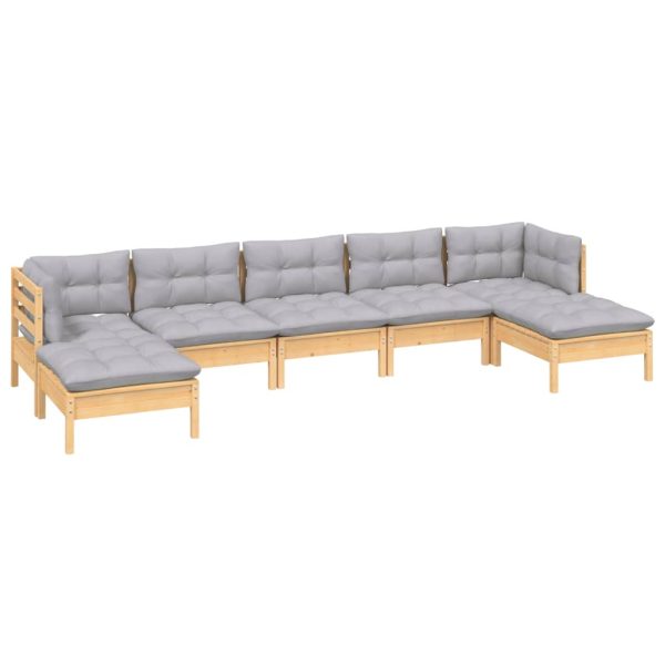 Loungeset Met Grijze Kussens Grenenhout - Afbeelding 3