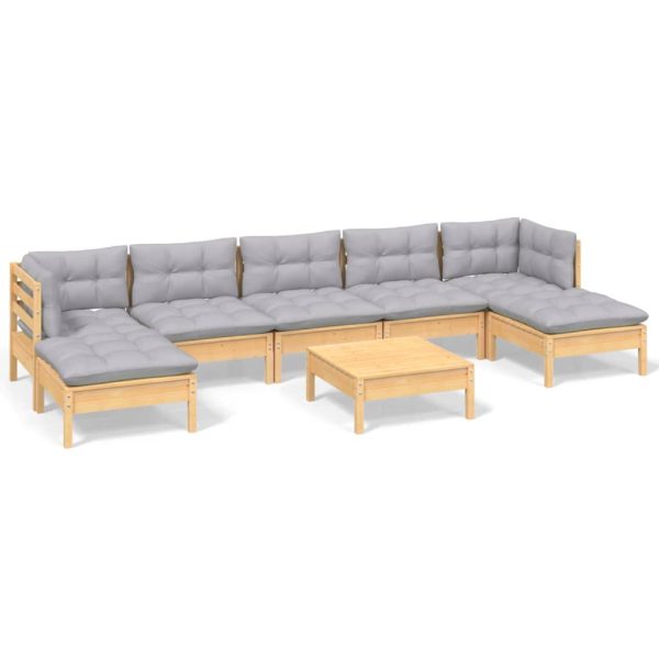 Loungeset Met Grijze Kussens Grenenhout - Afbeelding 2