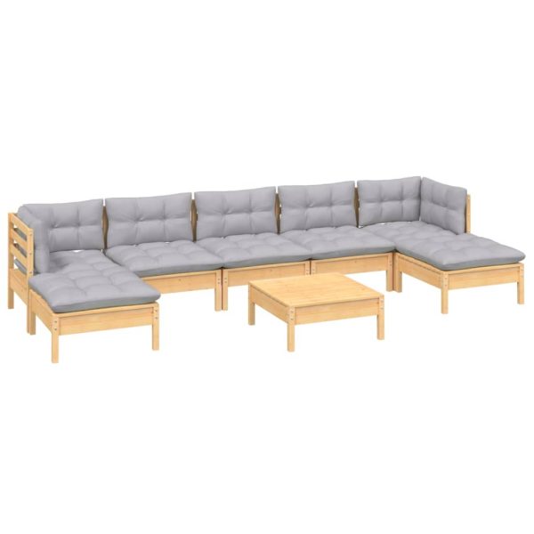 Loungeset Met Grijze Kussens Grenenhout - Afbeelding 3