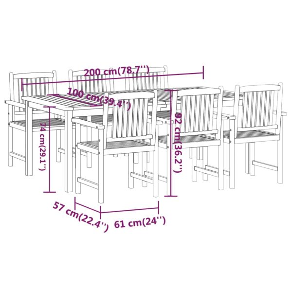 7-Delige Tuinset Massief Acaciahout - Afbeelding 10