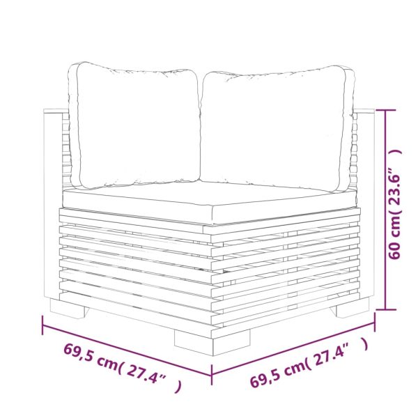 Loungeset Met Kussens Massief Teakhout - Afbeelding 7