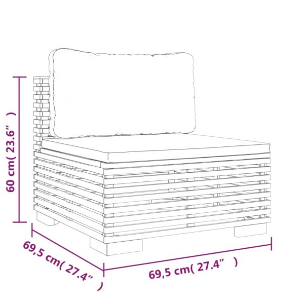 Loungeset Met Kussens Massief Teakhout - Afbeelding 6