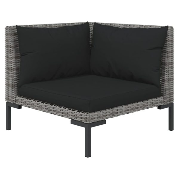 5-Delige Loungeset Met Kussens Poly Rattan Donkergrijs - Afbeelding 3