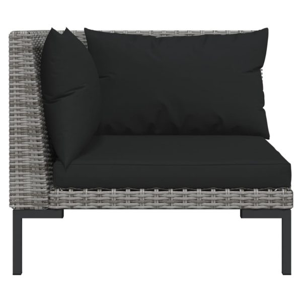 5-Delige Loungeset Met Kussens Poly Rattan Donkergrijs - Afbeelding 4