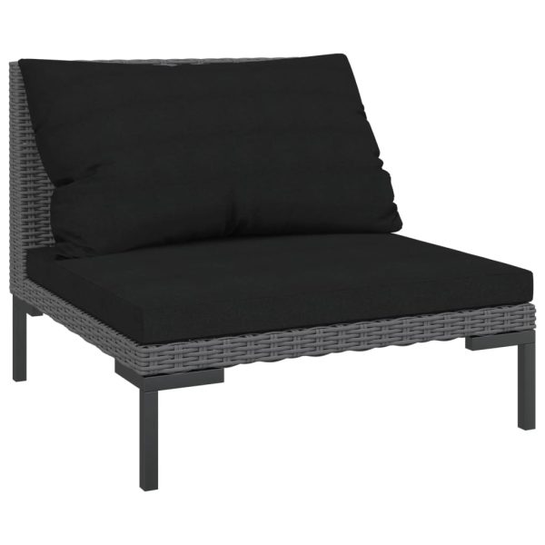 7-Delige Loungeset Met Kussens Poly Rattan Donkergrijs - Afbeelding 3