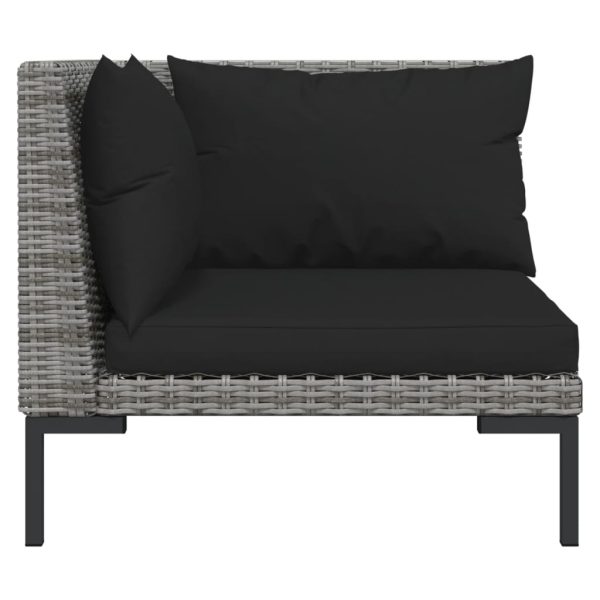 8-Delige Loungeset Met Kussens Poly Rattan Donkergrijs - Afbeelding 4