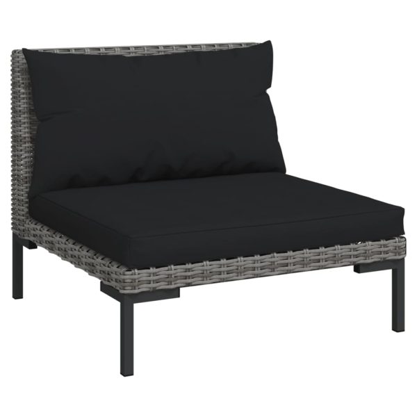 4-Delige Loungeset Met Kussens Poly Rattan Donkergrijs - Afbeelding 3