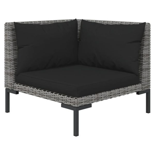 6-Delige Loungeset Met Kussens Poly Rattan Donkergrijs - Afbeelding 3