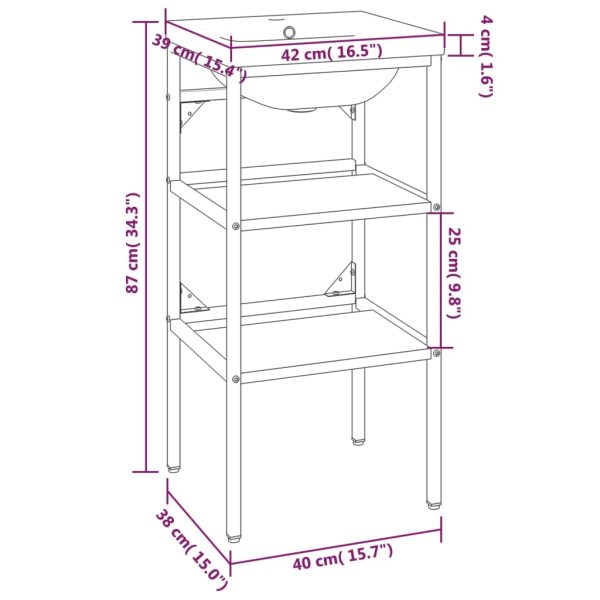 Wastafelframe Met Inbouwwastafel Ijzer - Afbeelding 7