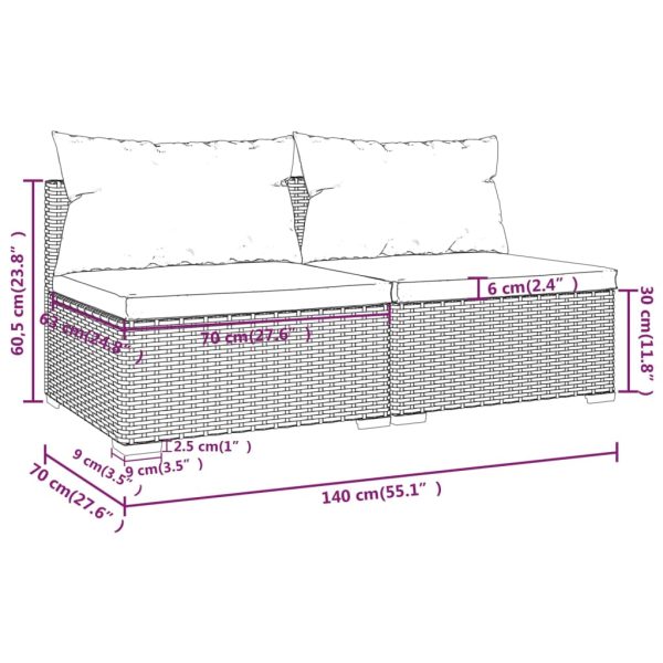 2-Delige Loungeset Met Kussens Poly Rattan - Afbeelding 5