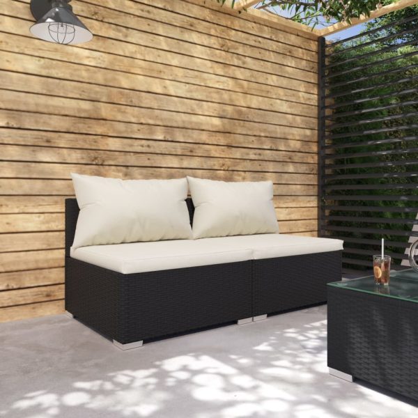 2-Delige Loungeset Met Kussens Poly Rattan