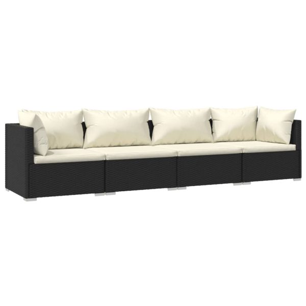 4-Delige Loungeset Met Kussens Poly Rattan - Afbeelding 2