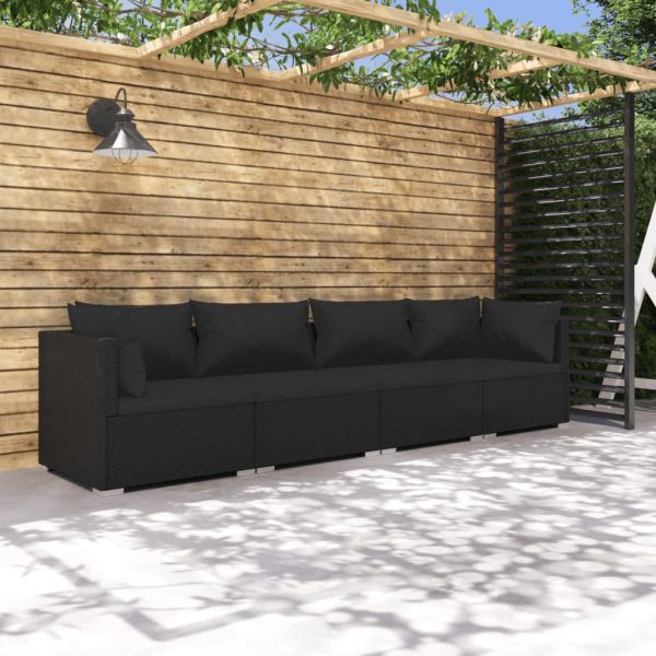 4-Delige Loungeset Met Kussens Poly Rattan - Afbeelding 10