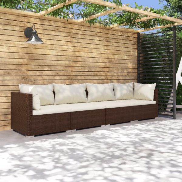 4-Delige Loungeset Met Kussens Poly Rattan - Afbeelding 12