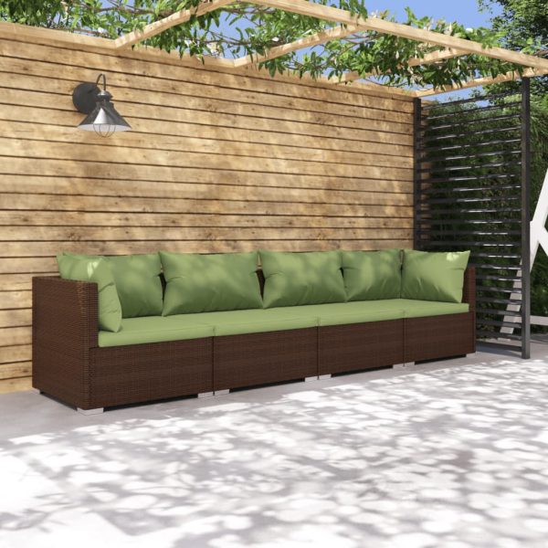 4-Delige Loungeset Met Kussens Poly Rattan - Afbeelding 13